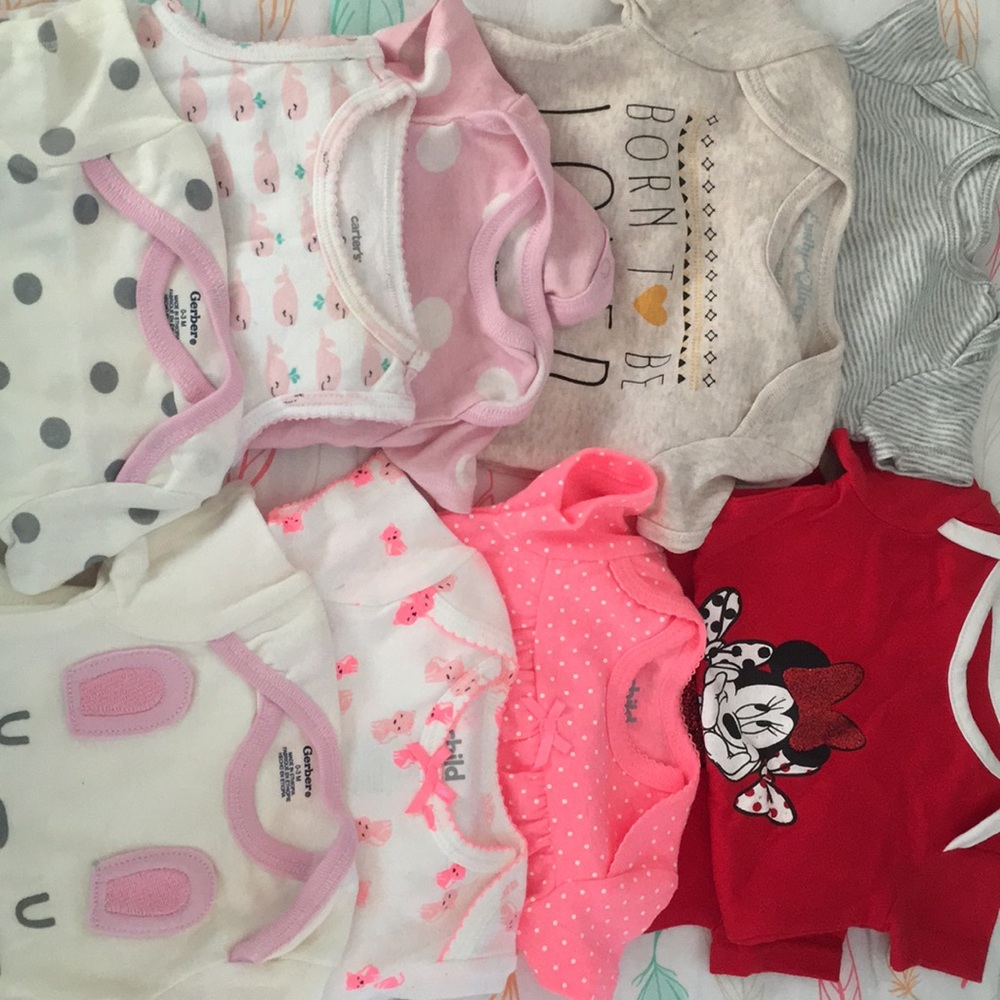 6 0-3 month, 2 3 month and 2 3-6 New Onesies